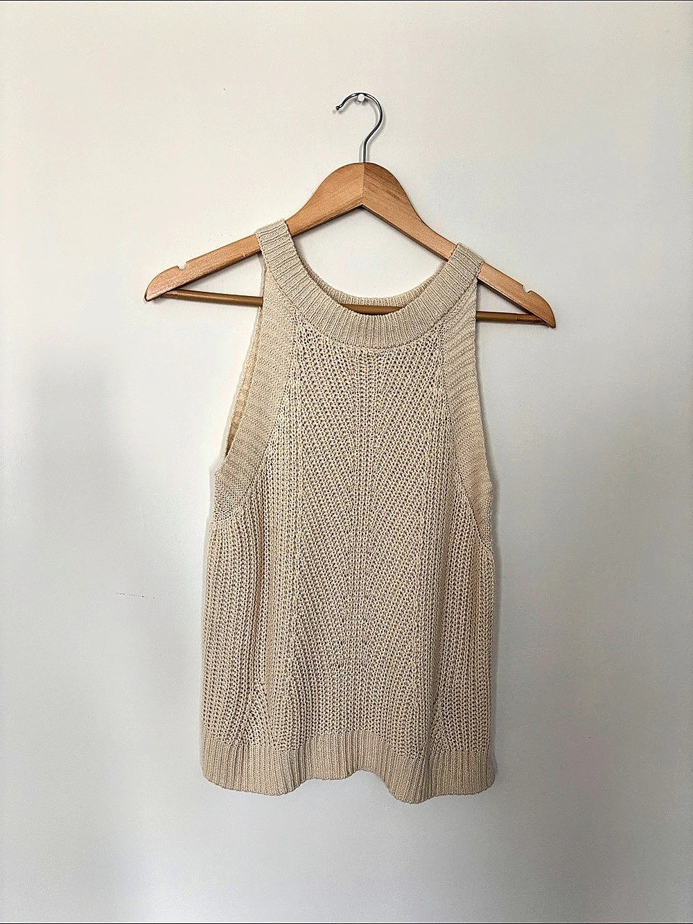 Nine West Sleeveless Knit Tank in Beige Size Medium Like New